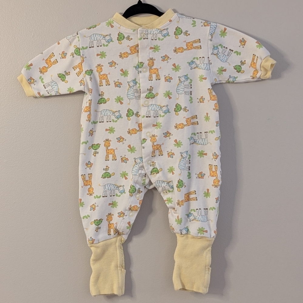 💜 2 for 30 💜 Vintage Snugabye Convert-A-Foot Sleeper | 3M Pastel Jungle Print